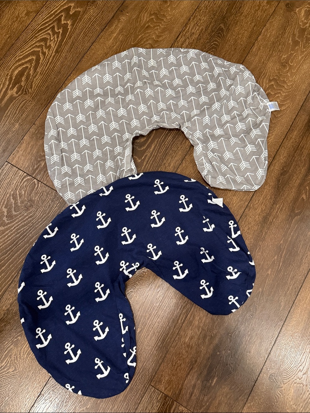 Navy Anchor Nursing Pillow Cover + Gray Arrow Cover - Set